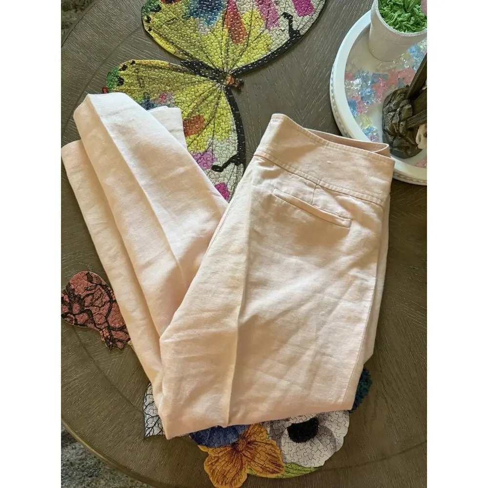 Banana Republic Pants Womens 6 Martin Fit Trouser light Pink 100% Linen